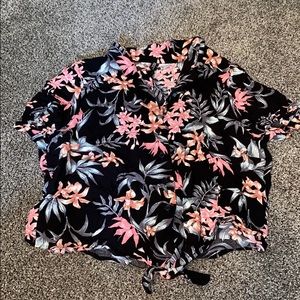 Cropped button up hawaiian shirt